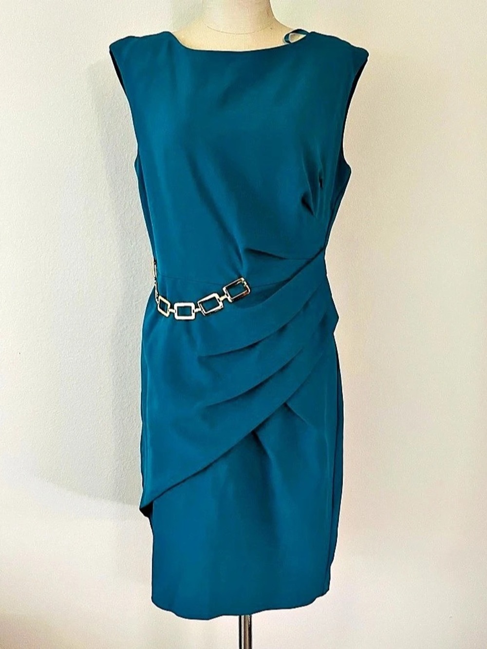 Sandra Darren Asymmetrical Mini Dress in Blue Size 10